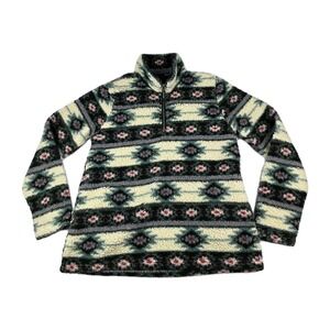 Roper Sweater Womens Size Large Aztec Print Sherpa Pullover Quarter Zip
